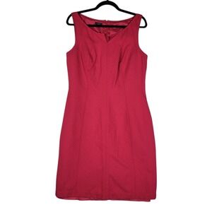 Talbots Silk Blend Shift Dress Women's 12 Hot Pink Textured Sleeveless Lined